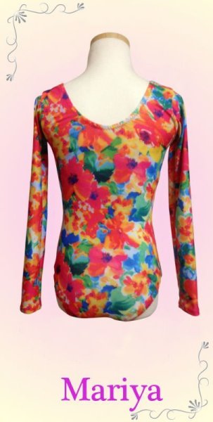 画像2: 長袖レオタード　100〜140（花） (2)